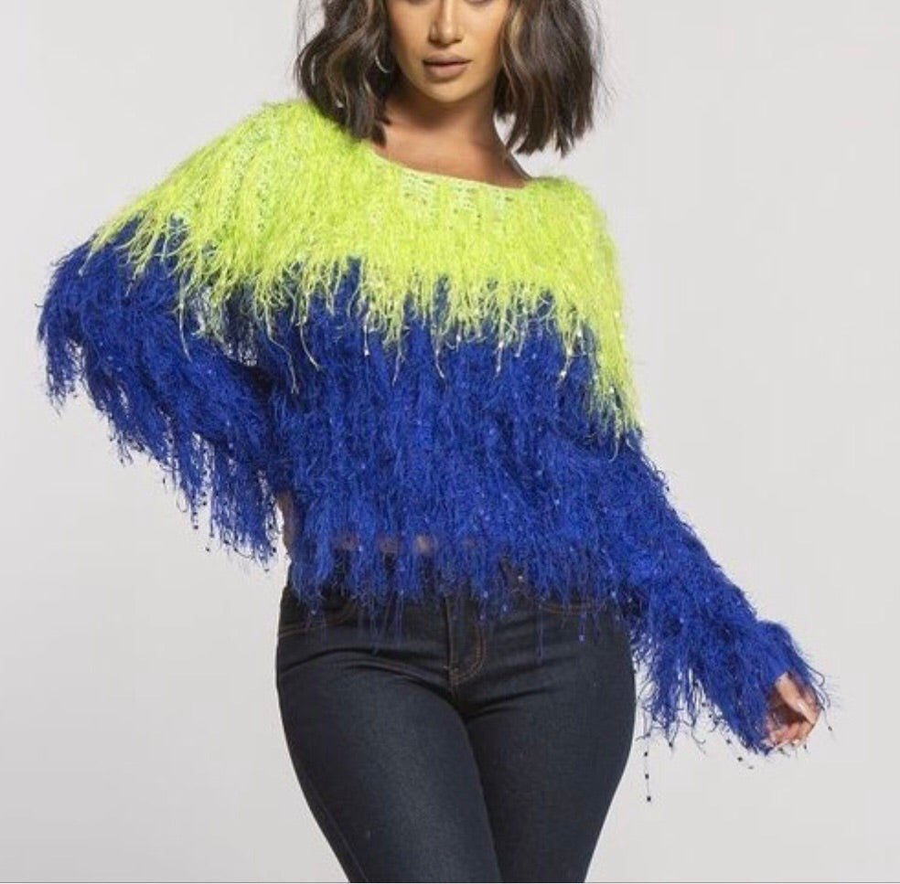 Two Toned Shaggy Sweater – iRock Boutique